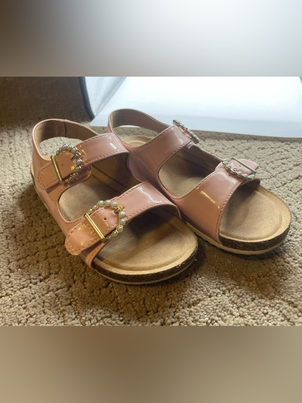 Cat & Jack Pink Sandals with Pearl Buckles
